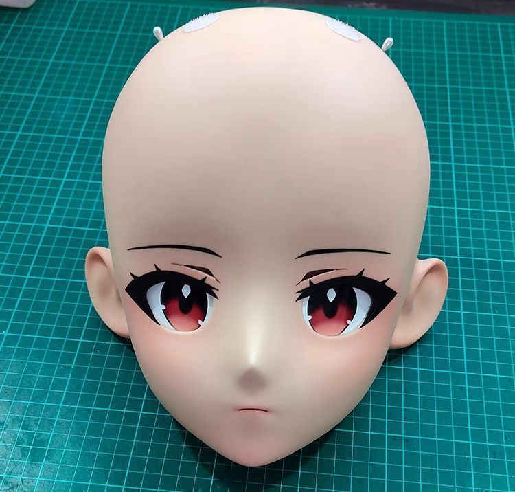 ハーフマスク 眼球付き カツラ付き NO.115 樹脂製 ヘッドロリータ人形  