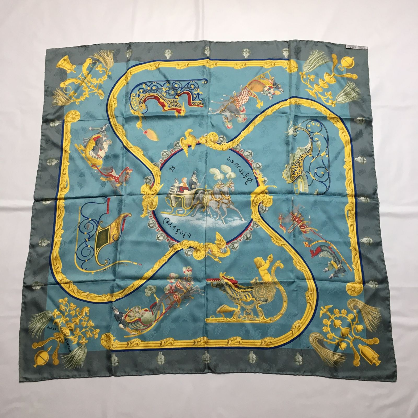 良品✨エルメス カレ90 ロシア旅行 シルクスカーフ 大判 タグあり HERMES*シルクスカーフ カレ90 エルメス フラッグシップ 船