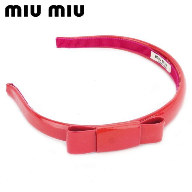 ミュウミュウ カチューシャ ヘッドアクセサリー リボン レッド エナメルレザー miu miu  T17468S 