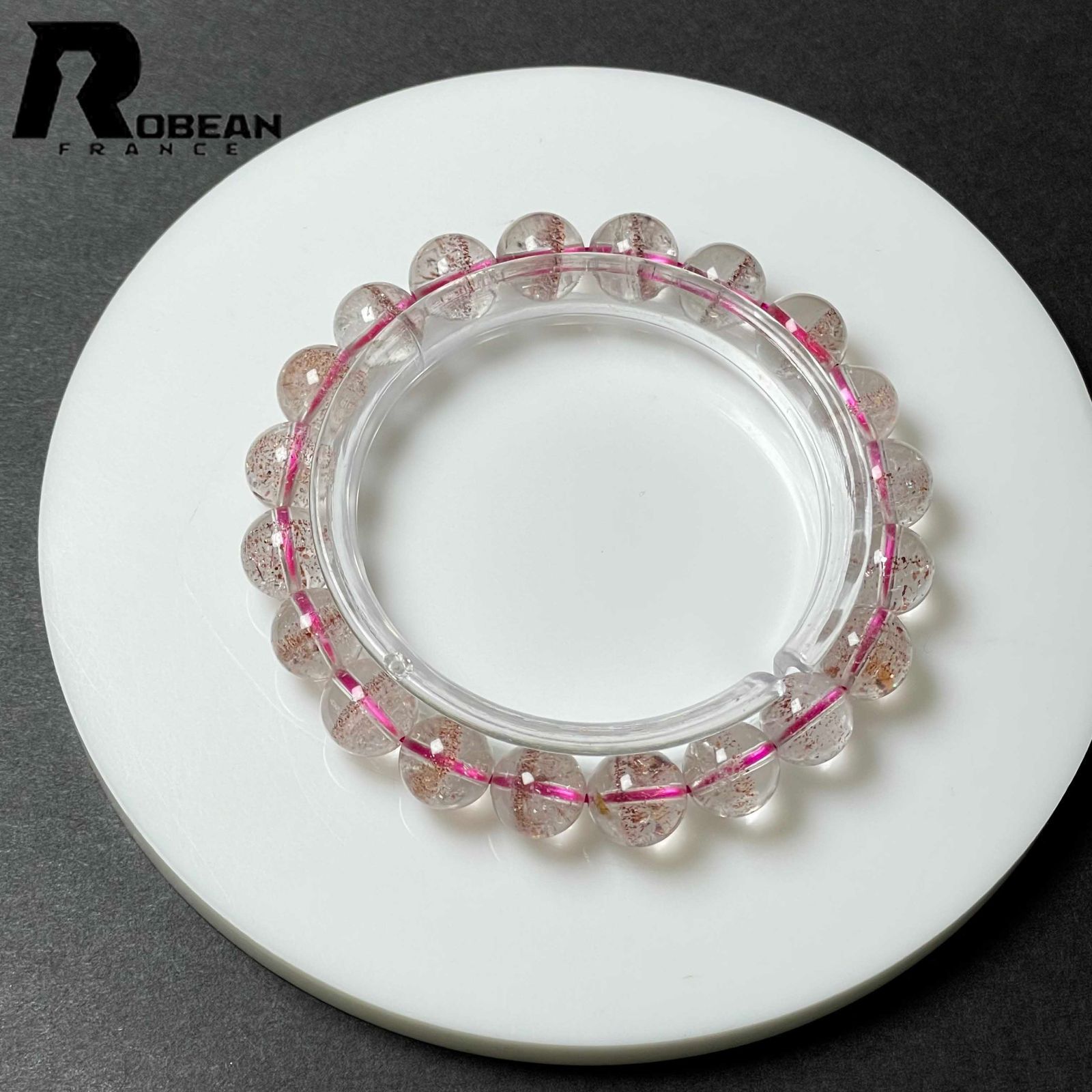 EU製 定価25万円 ROBEAN ストロベリークォーツ ブレスレット パワーストーン 天然石 苺水晶 プレゼント 9.8-10.3mm M0421992