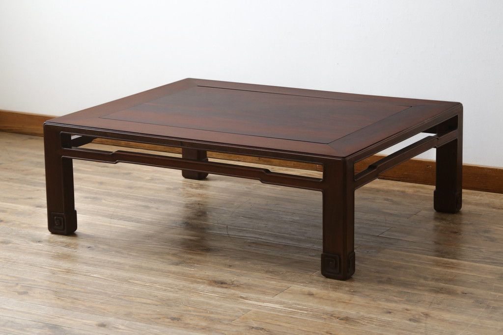 楽天市場】花梨座卓の通販 新品♪4尺(120巾) 花梨無垢 一重ヌキ入り