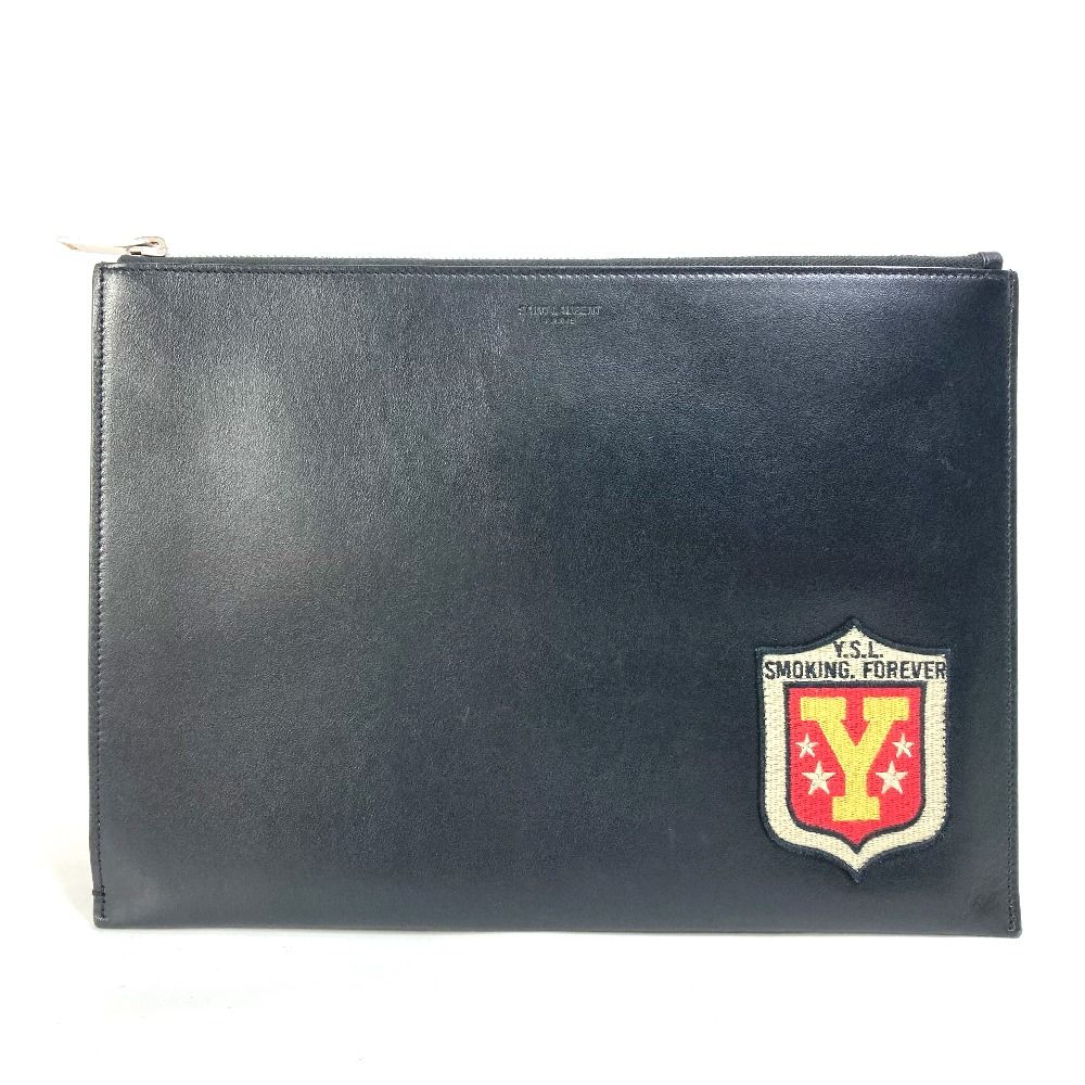 サンローランパリ 397295 ワッペン付きレザークラッチバッグ SAINT LAURENT PARIS サンローランパリ クラッチバッグ ロゴ ワッペン