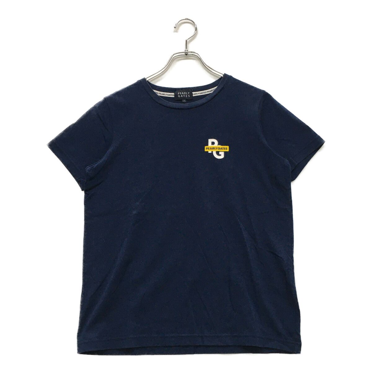 中古 レディース パーリーゲイツ PEARLY GATES 半袖Ｔシャツ 1(M) 紺 ネイビー クルーネック バックプリント