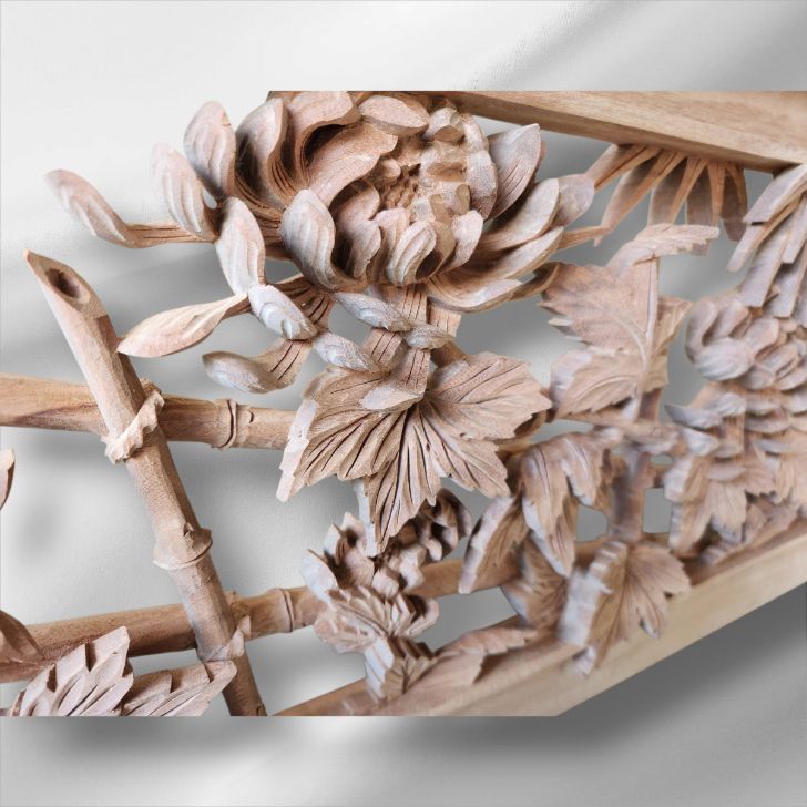 和風 木製彫刻 松のデザイン2枚セット 井波彫刻 弘介銘 松の深