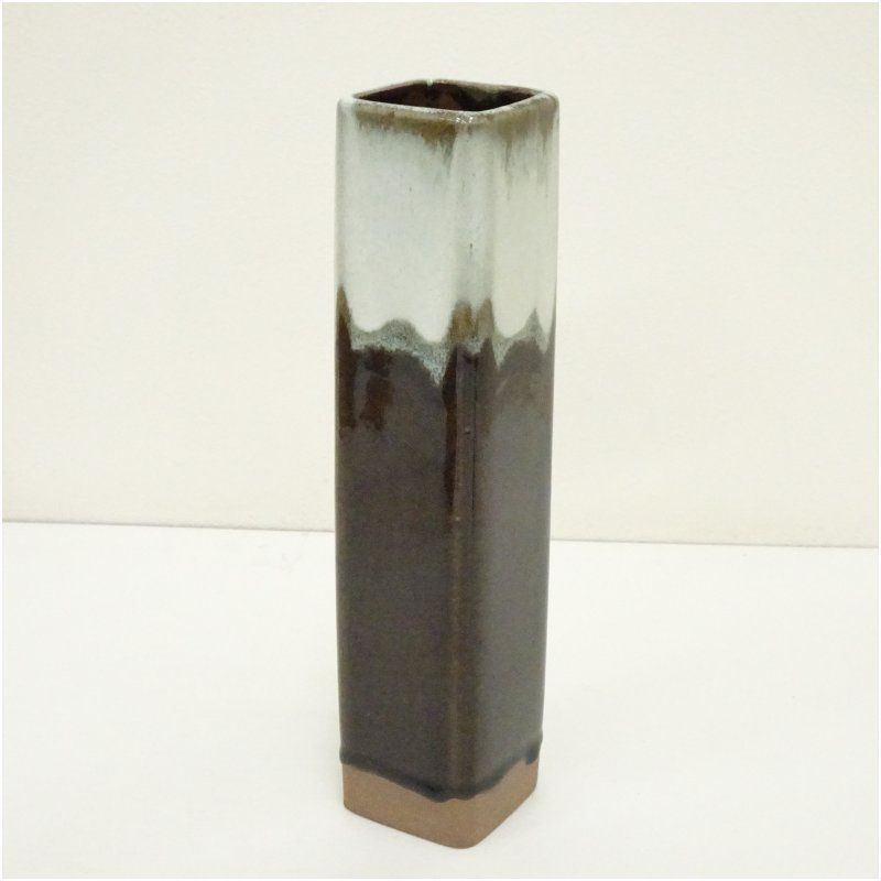 十二代 武村利左エ門造 朝鮮唐津四方口花入（共箱） 花入れ 茶道