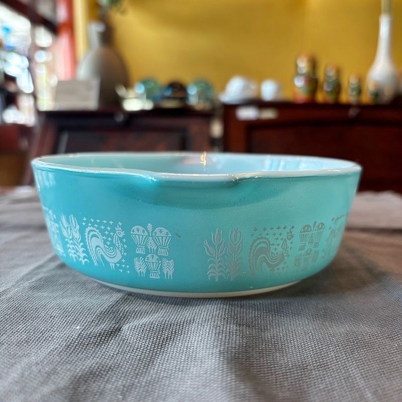Pyrex オールドパイレックス バタープリント キャセロール φ15.5cm USA