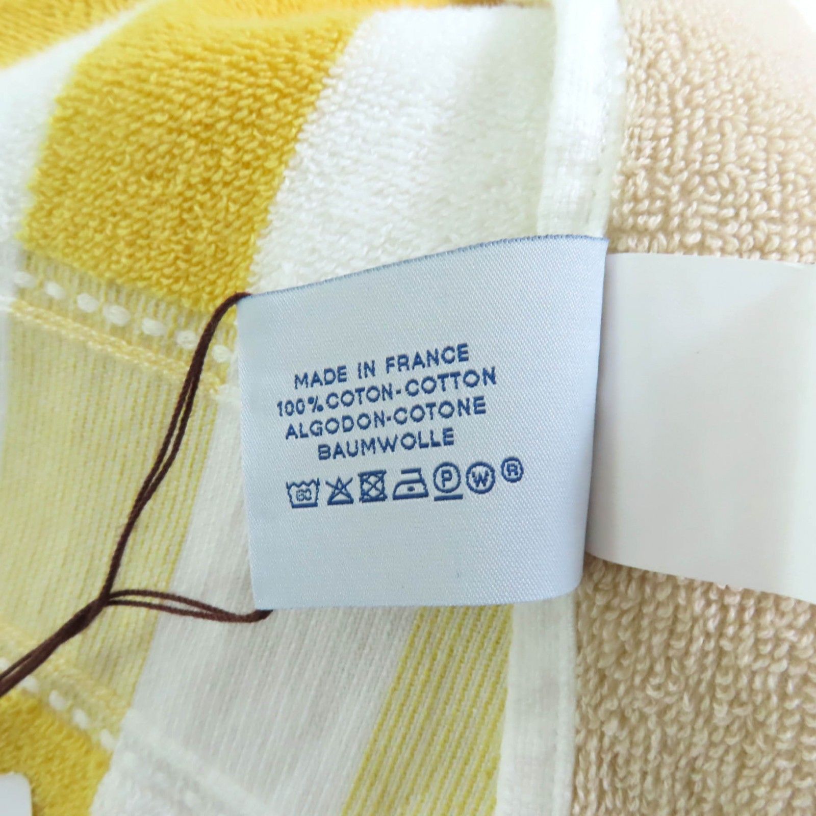 落ち着きのある ♥品 HERMES エルメス ヨッティング ストライプ GM コットン100% バナナ|サブレ フリンジ付 大判 ビーチタオル フランス製 レディース