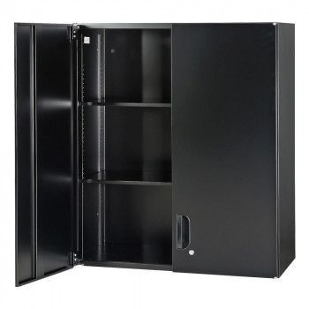 豊國工業 壁面収納庫深型両開きH1050 上置 ブラック HOS-HRUX-B CN-10色 ブラック