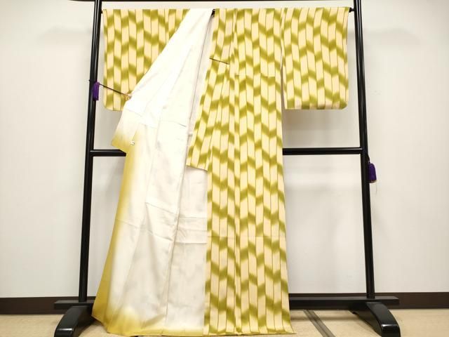 平和屋本店■極上　銀座　志ま亀　小紋　間道　蜂蜜色地　逸品　CYAA3811s5 平和屋本店□極上 銀座 志ま亀 小紋 間道 蜂蜜色地 逸品 CYAA3811s5
