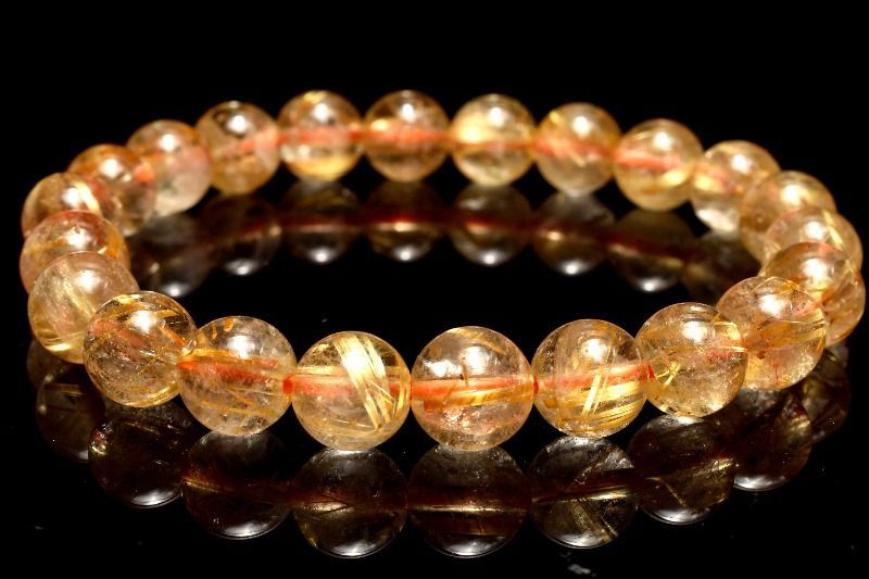 １点物 透明 高品質 ゴールドタイチンルチルクォーツ 8.5mm ブレスレット パワーストーン 天然石 _MA9517