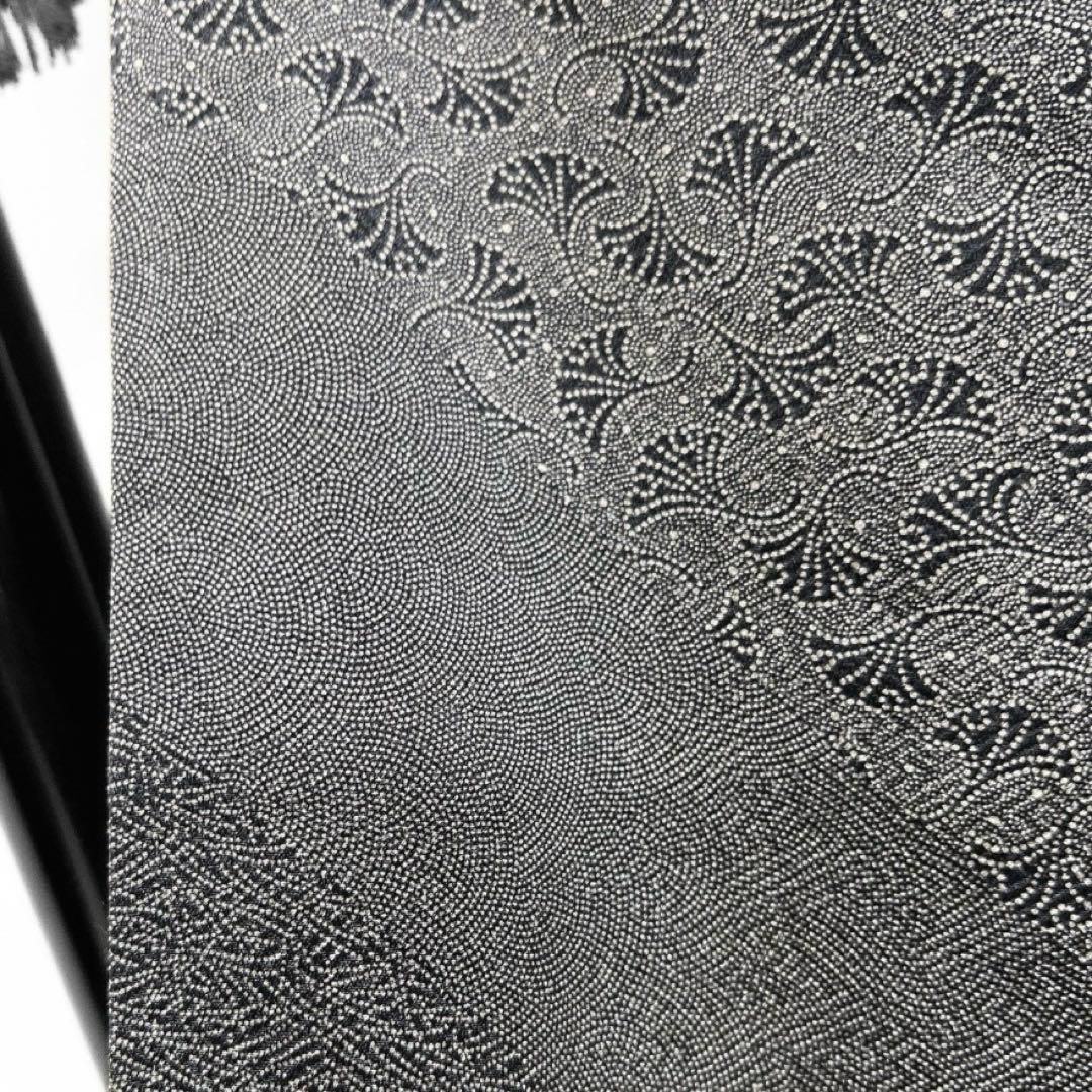 未着用　小紋　江戸小紋　紗綾形　縞　モノトーン　銀杏　鮫小紋　着物　102b d 未着用 小紋 江戸小紋 紗綾形 縞 モノトーン 銀杏 鮫小紋 着物