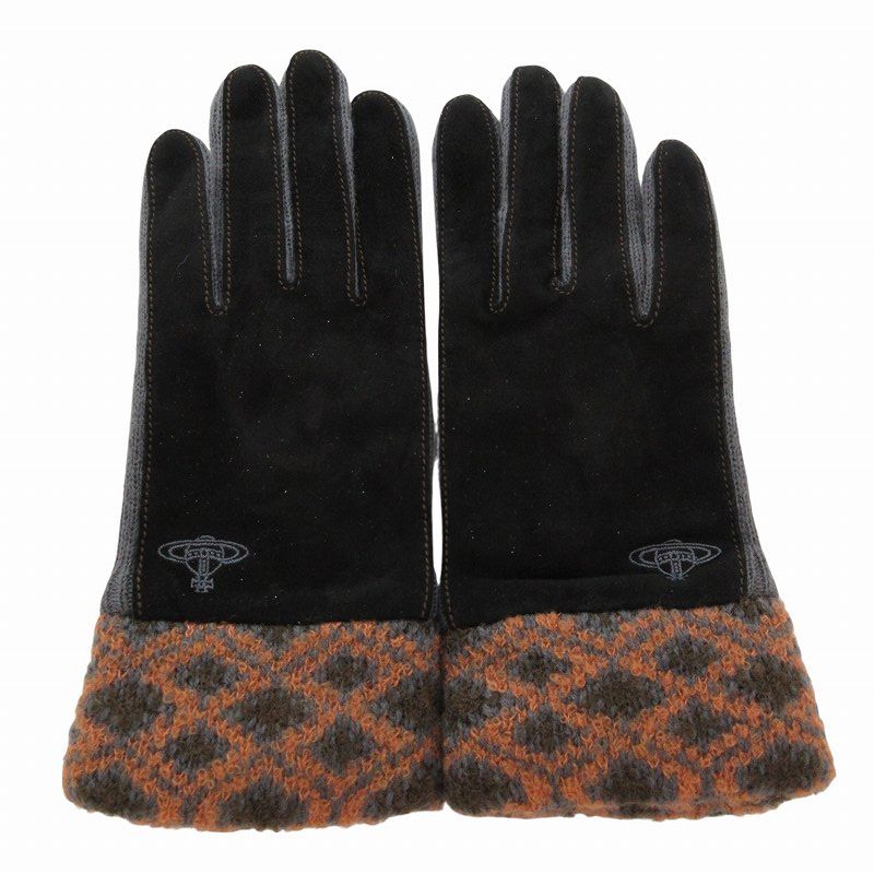 ヴィヴィアンウエストウッド ✩未使用✩ オーブステッチ ニット×スエード 手袋 Vivienne Westwood ヴィヴィアンウエストウッド レディース 手袋