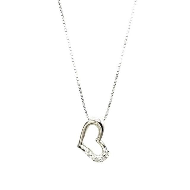 ネックレス K18WG 18金ホワイトゴールド ダイヤモンド ハート