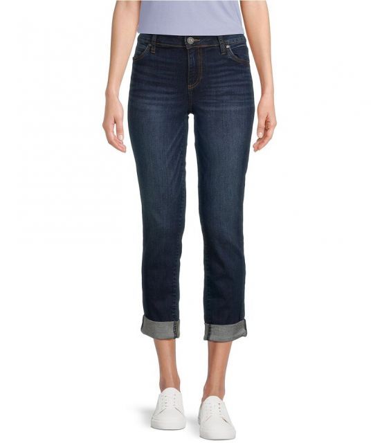 【送料無料】 カットフロムザクロス レディース デニムパンツ ジーンズ ボトムス Catherine Roll-Up Cuff Boyfriend Jeans Abelia with Dark Base Wash