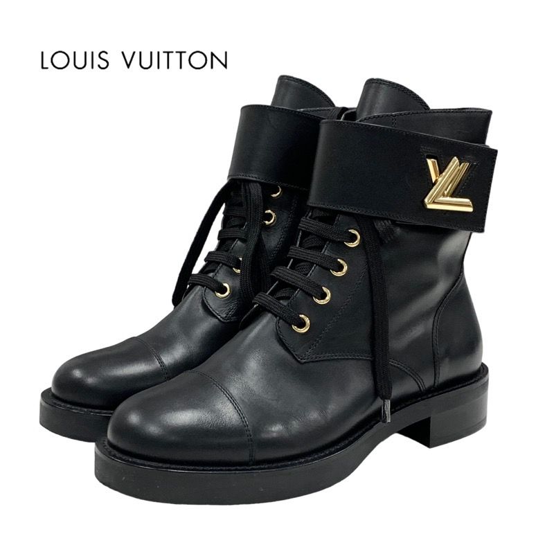 LOUIS VUITTON◆ショートブーツ/36.5/BLK/レザー