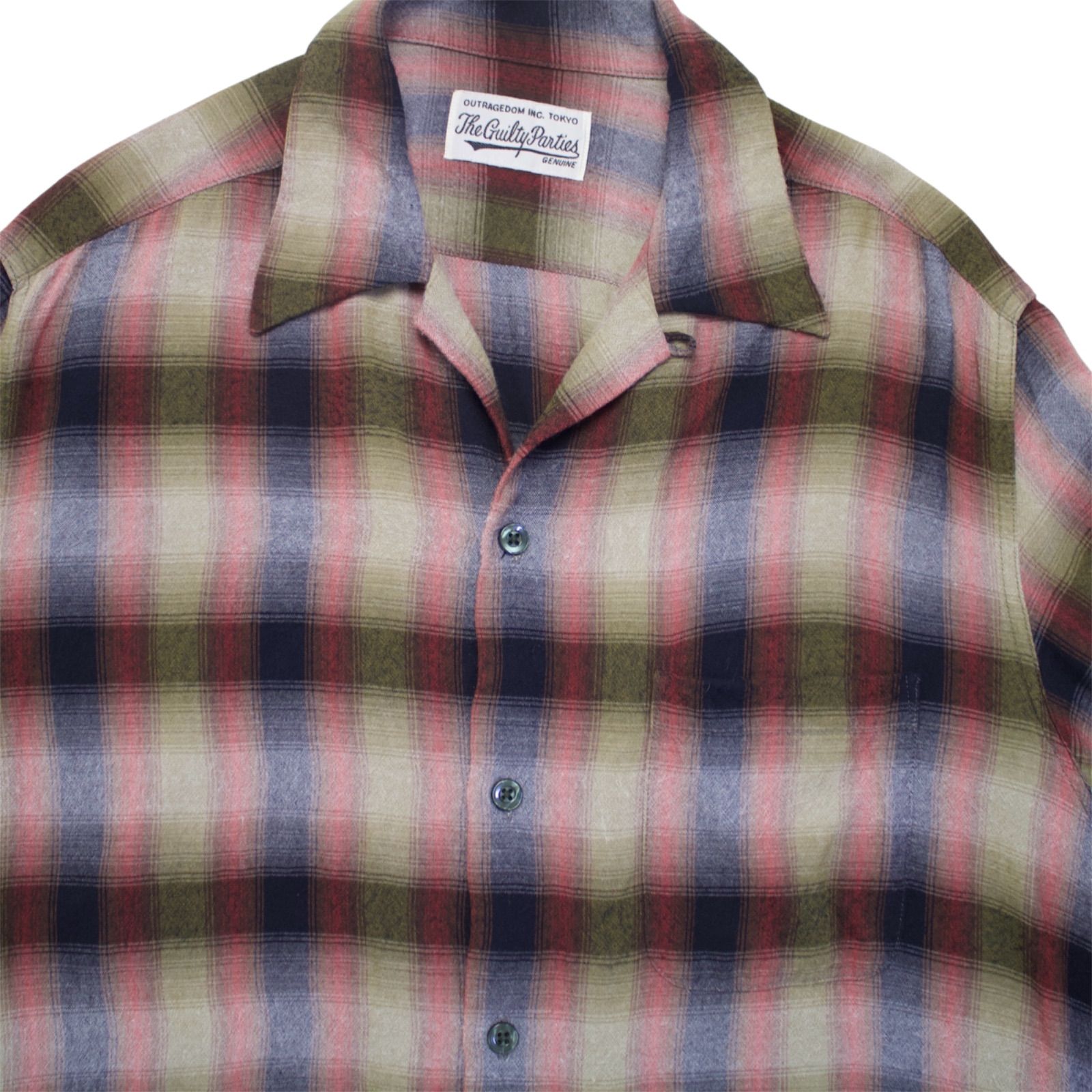 【即完モデル】WACKOMARIA オンブレチェック　レーヨンシャツ　ワコマリア OMBRE CHECK OPEN COLLAR SHIRT L/S【GRAY】｜WACKO MARIA