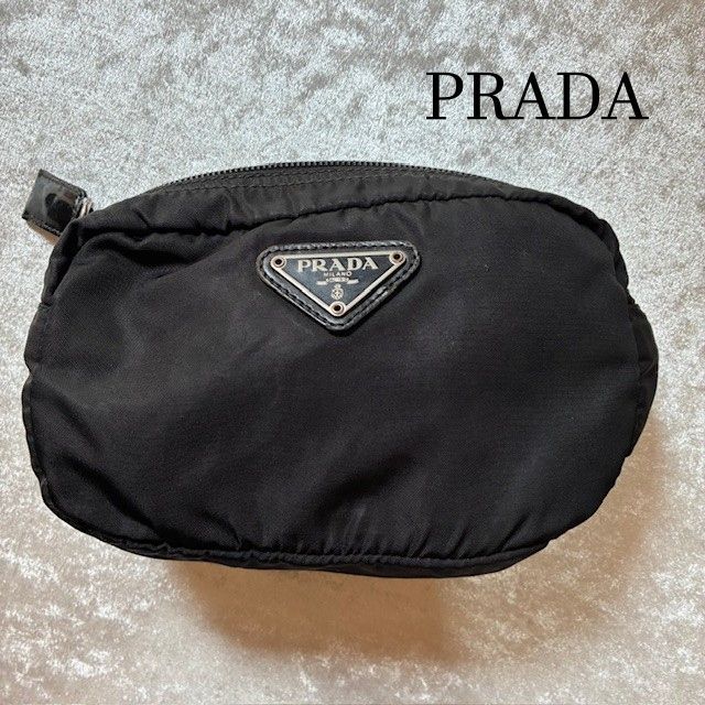 プラダ 三角ロゴ 巾着ミニポーチ 小物入れ 化粧ポーチ ナイロン 黒 y2k
