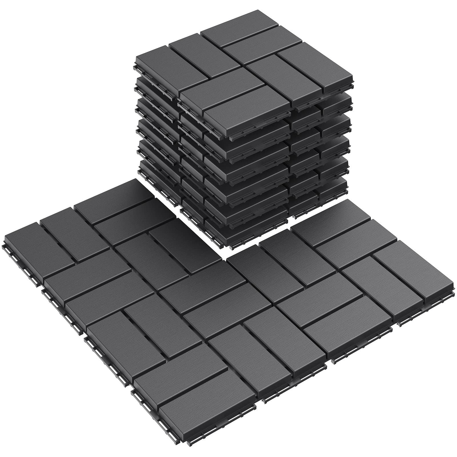 新着商品 Goovilla ウッドパネル ウッドタイル 交互タイプ×グレー 36枚 正方形 厚み2cm 約30cm×30cm ウッドデッキ ウッドタイル 人工木 樹脂 腐らない タイル スノコ ジョイント式 庭 ベランダ 屋外 屋内 グレー 0.09㎡|1