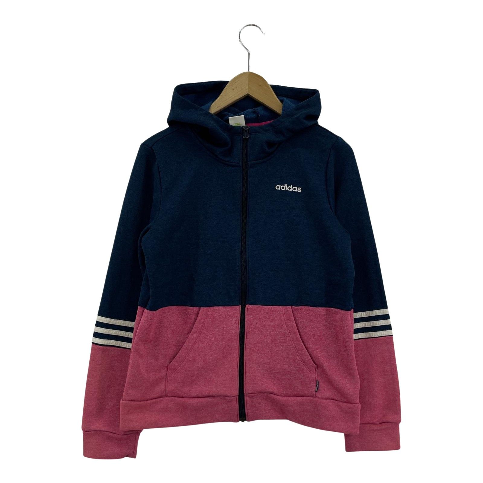 adidas アディダス バイカラー ジップアップパーカー sizeL/ピンク 