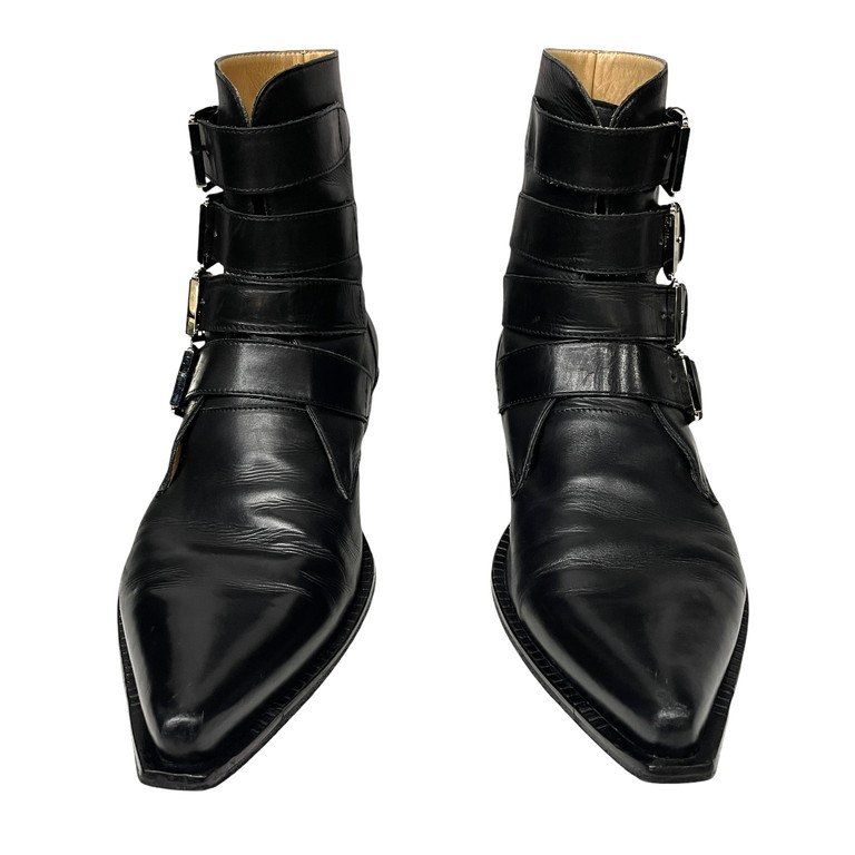 John Galliano カーフレザー4連ベルトポインテッドトゥパイレーツ