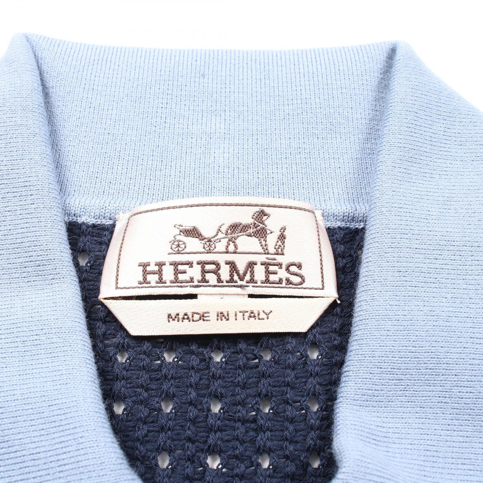 エルメス HERMES ポロシャツ ネイビー コットン ニット