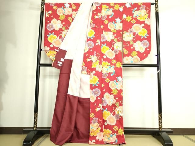 平和屋着物 小振袖 二尺袖 草花文 洗える着物 DAAX1943op