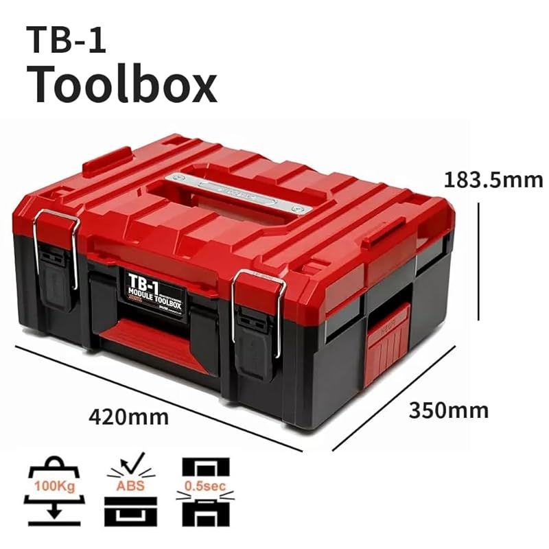SHUTER ABS ツールボックス 一段 電動工具収納 工具箱 収納ケース 車庫 ガレージ トレー取り外し 積み重ね収納 道具箱 42長さx33.8幅x18.3高さcm TB-1 一段 0