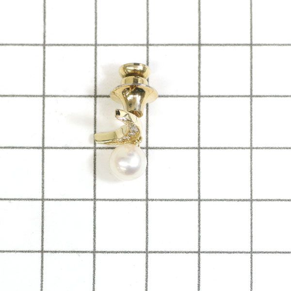 ミキモト K18YG アコヤ真珠 ダイヤモンド ピンブローチ 径約7.0mm ムーン 月