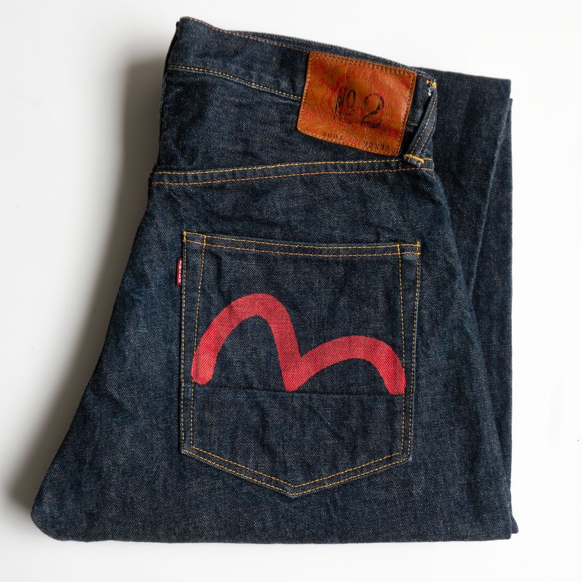 【希少】EVISU Lot:2001 先染め カモメ ブラックデニムパンツ 34 美品/濃紺】EVISU 【LOT.2001 デニムパンツ】32×35 エビス ジーンズ