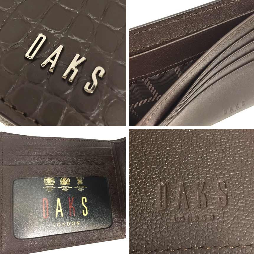 国内即送 DAKS GWAW19016 クロコ調 財布(小銭入れなし) 他色有 ダックス 二つ折り財布 （小銭入れなし）クロコ調 GWAW19016