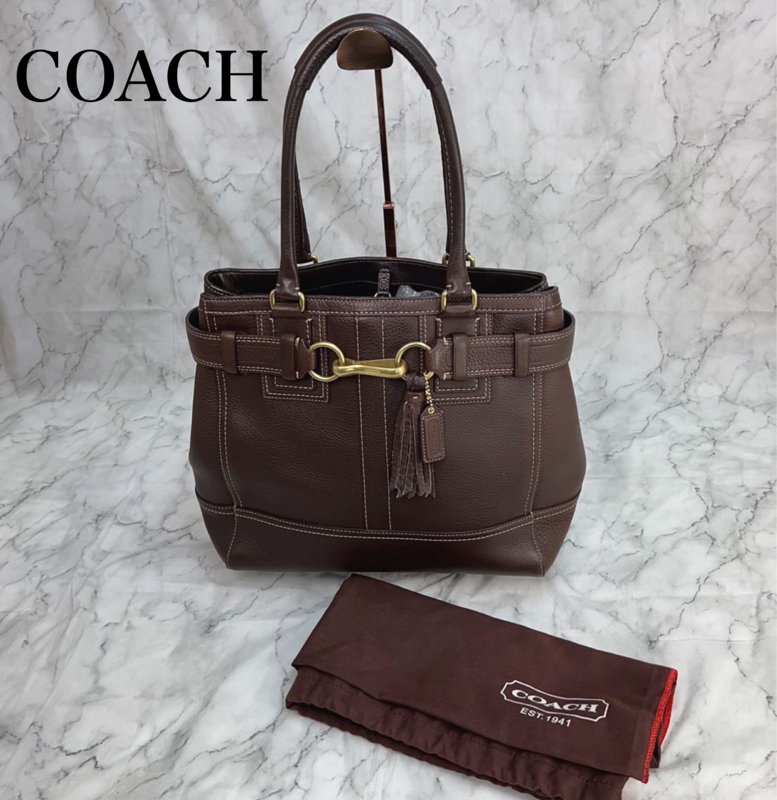 極美品】COACH (コーチ) シボ革 レザー ショルダーバッグ ブラウン