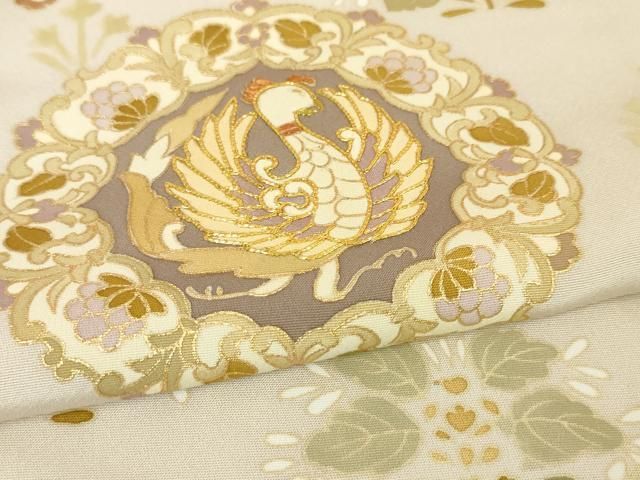 平和屋本店□極上 創業460年・千總 訪問着 駒刺繍 正倉院鳳凰花文 薄い  