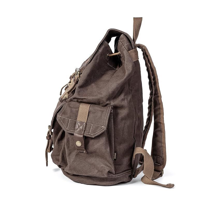 Gootium 特別に制作した高密度帆布リュックサック 大容量クラシック風バックパック、男女兼用 S ブラック Gootium 特別に制作した高密度帆布リュックサック 大容量クラシック風