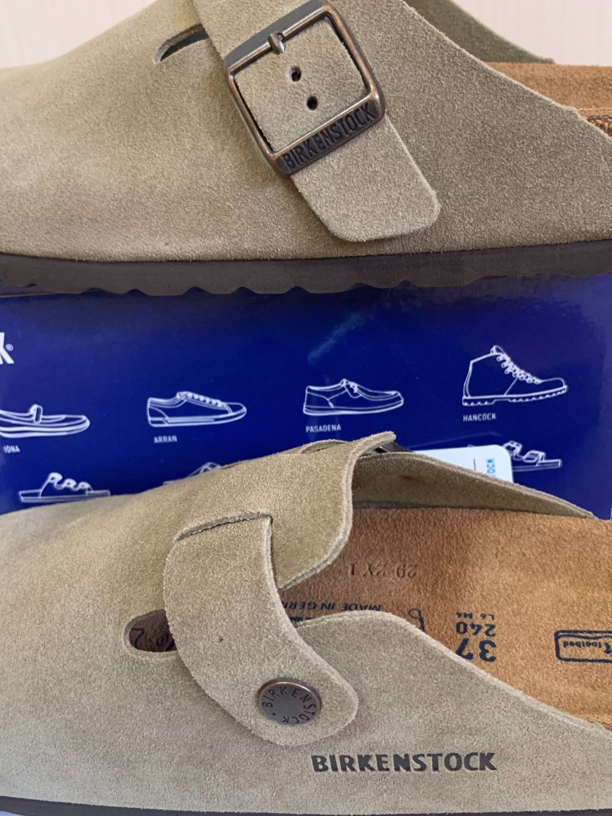 ビルケンシュトック BIRKENSTOCK  レギュラー幅   Boston/ボストン  スエードレザー クロッグ ソフトベッド コルクソールサンダル  メンズ·レディース ソフトフットベット ベロア   トープ