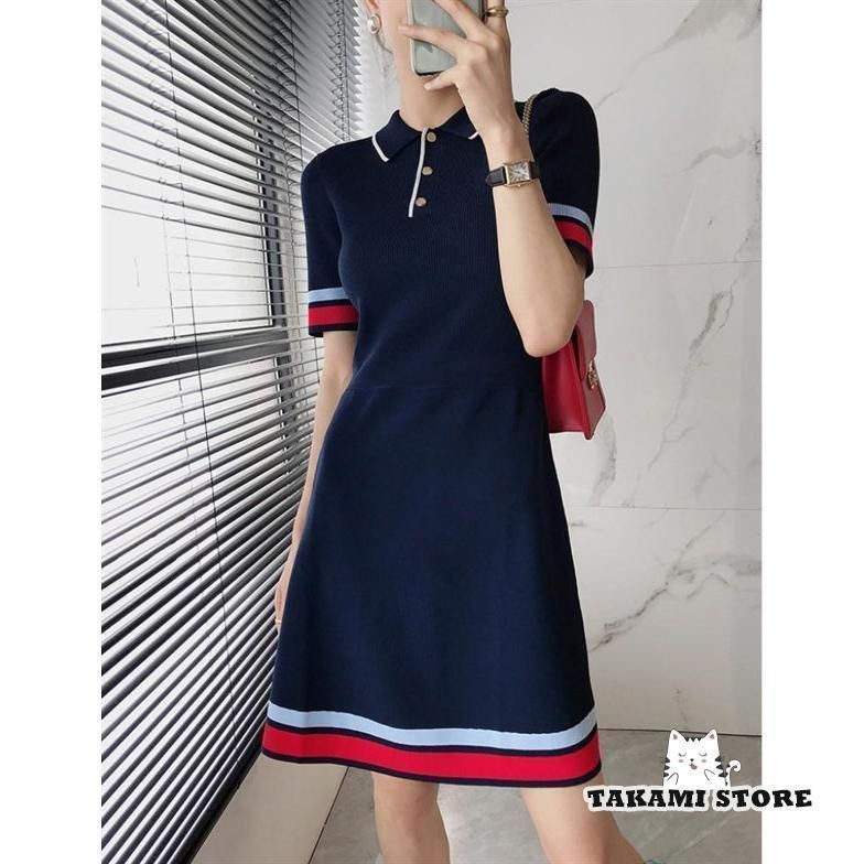 ドゥーカス　ドレス ニット ワンピース　S　ネイビー　新品　女子　ゴルフ　ウェア ゴルフウェア ゴルフワンピース レディース ニットワンピース