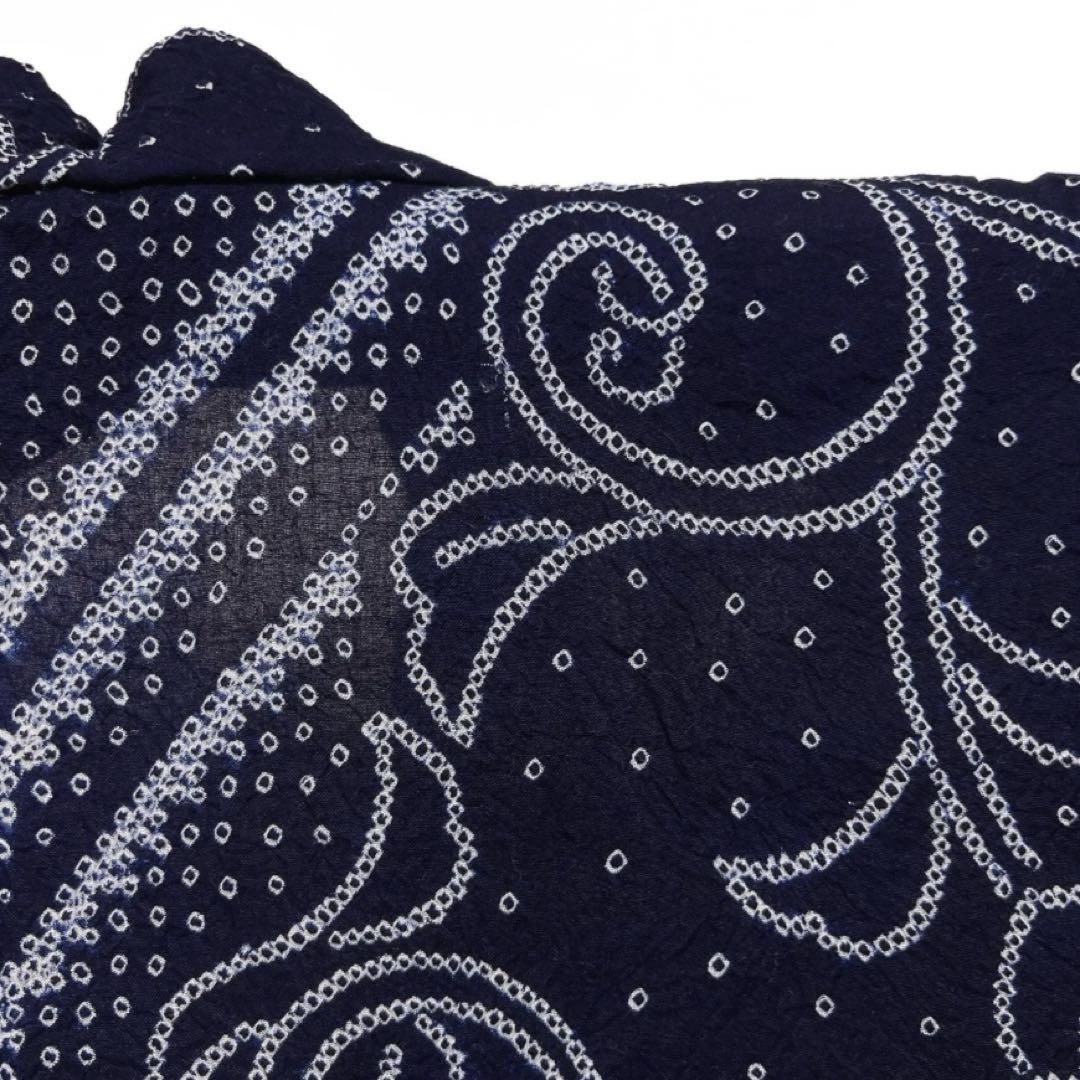 浴衣有松鳴海絞り菊花唐草ネイビー幾何学着物052a d