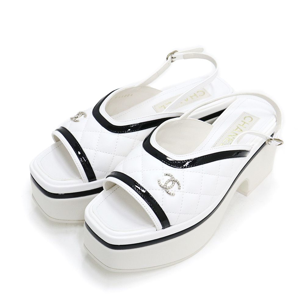 シャネル マトラッセ ココマーク パール サンダル 靴 #36 1/2 シャネル マトラッセ ココマーク パール サンダル 靴 #36 1/2