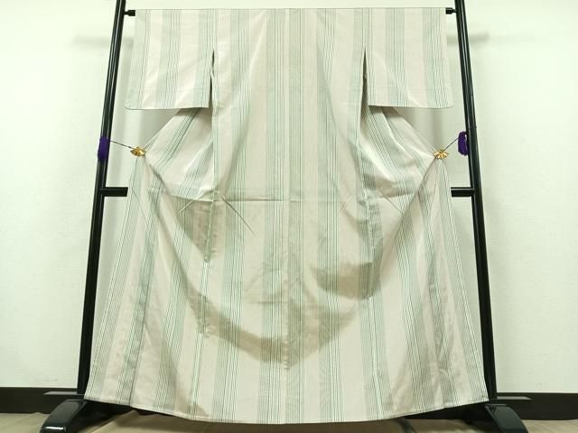 平和屋着物 上質な紬 単衣 縞 正絹 AABB3575jh