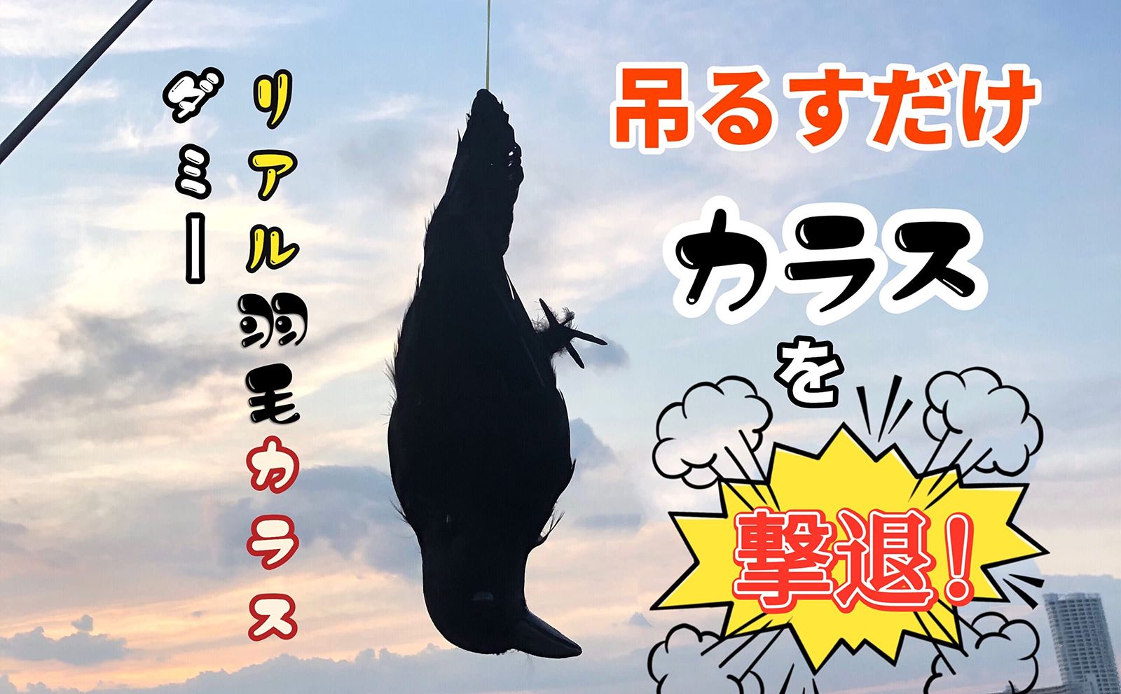 ONESORA カラスよけ 鳥よけグッズ 本物そっくり リアル羽毛カラス 原寸体サイズ 4羽 ぶら下げて吊るすだけ カラス撃退