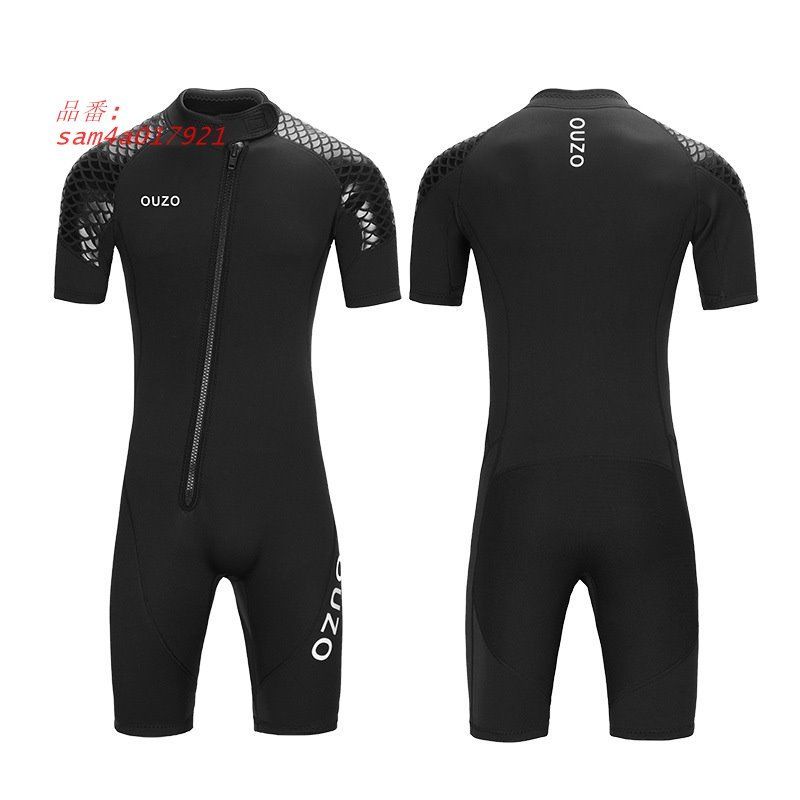 メンズ 3MM ショートウェットスーツ フルボディ ダイビングスーツ フロントジップ ダイビング シュノーケリング ウェットスーツ 水泳用 サーフィン am4a017921