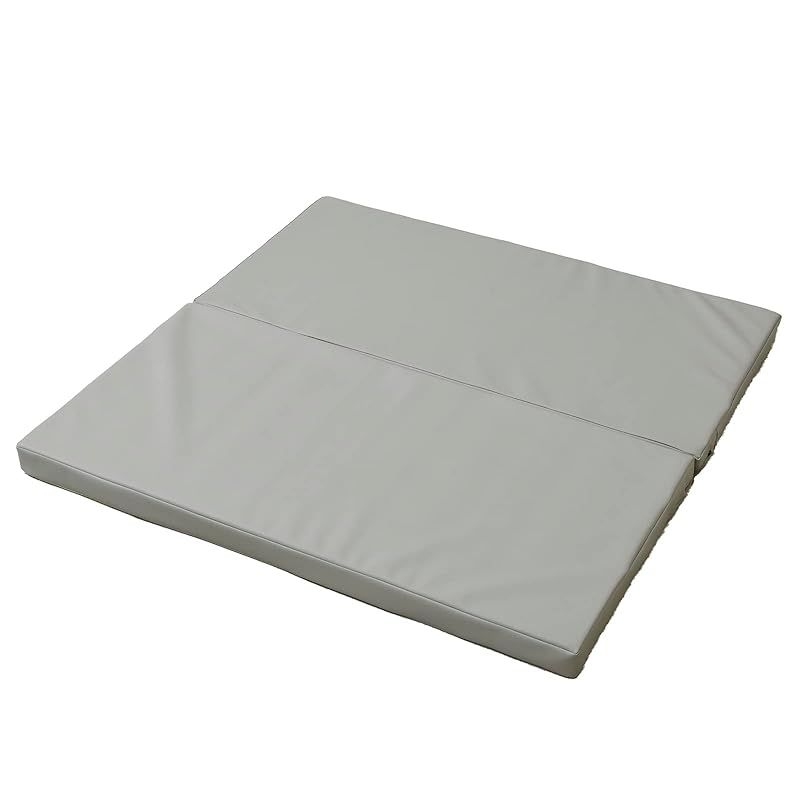 山善 プレイマット 赤ちゃん 90×90cm 厚み5cm 正方形 2つ折り マット 床 フロア 完成品 グレー IRM-9090F2C GY
