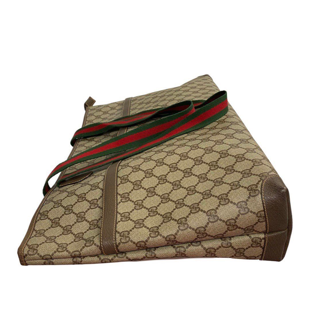 極美品 グッチ トートバッグ シェリーライン スエード レザー ダークブラウン 極 美品 GUCCI オールドグッチ ヴィンテージ シェリーライン GG ロゴ