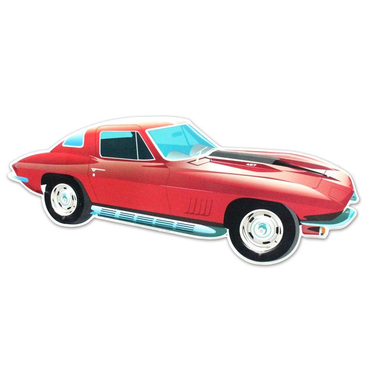 ダイカットメタルサイン Corvette コルベット 427 縦21×横56cm アルミ製 メタルサイン 壁面装飾 ガレージ インテリア アメリカン雑貨