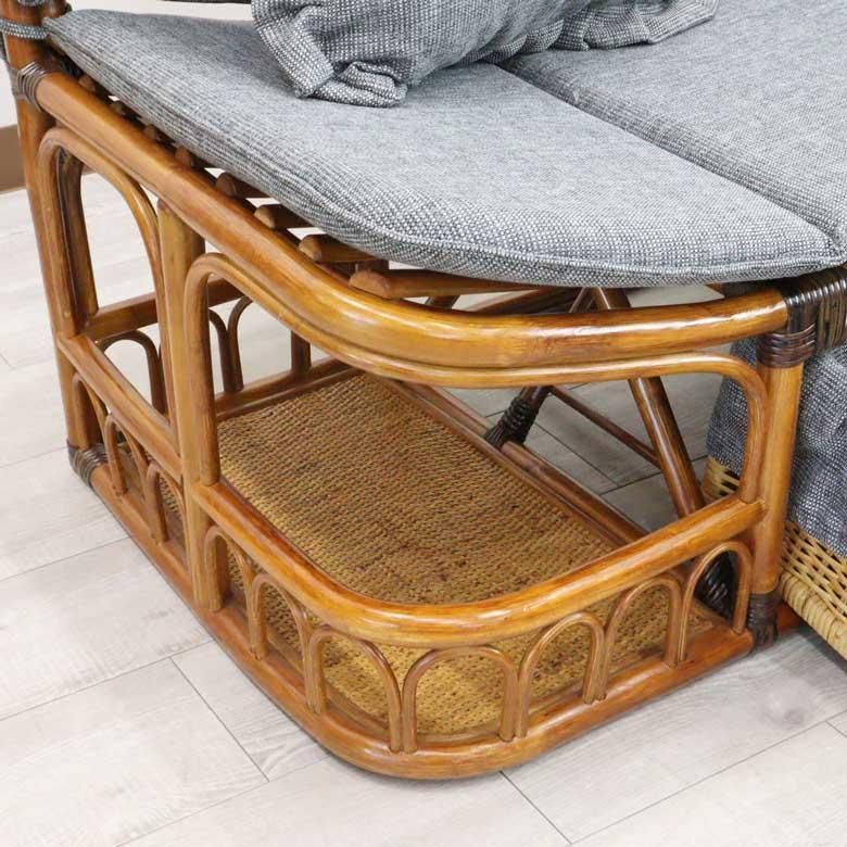 ラタンカウチソファ クッション２個付き 軽量 ソファー セパレート 140 ラタンカウチソファ クッション2個付き 軽量 ソファー セパレート 140