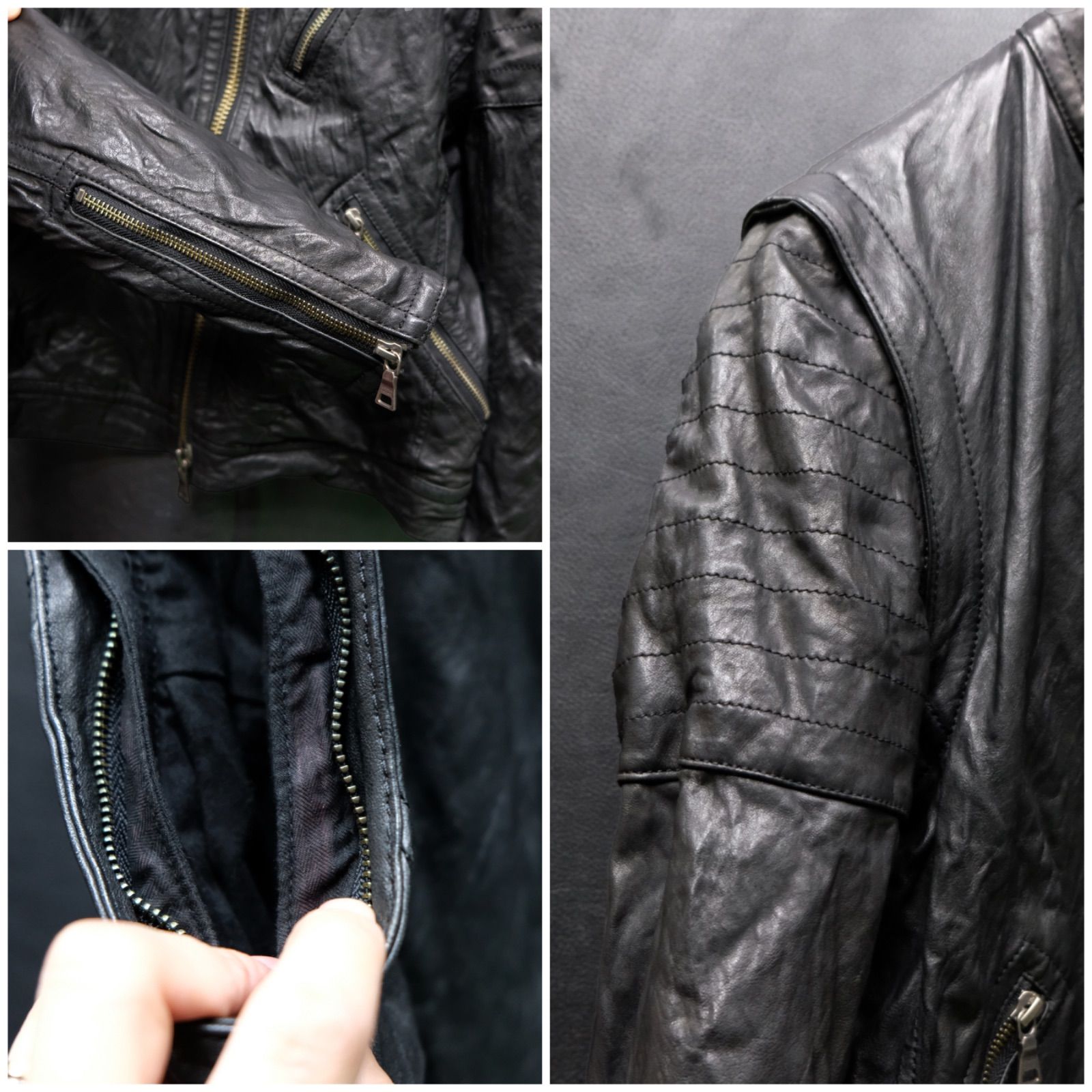 BURBERRY BLACK LABEL シワ加工 2wayレザージャケット Mサイズ