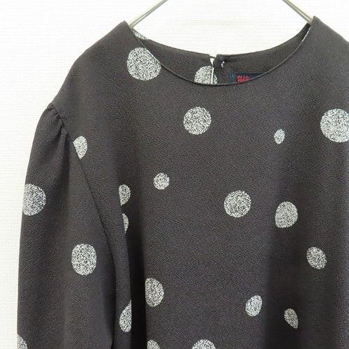 シセンドウ 詩仙堂 ヒトシタムラ ヴィンテージ カットソー ブラウス プルオーバー 七分袖 ちりめん 水玉 a968969