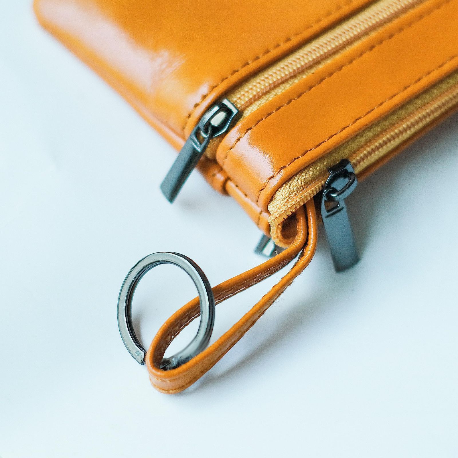 新着商品】(L 男女兼用 オレンジ) 本革財布、カードケース、ジッパー