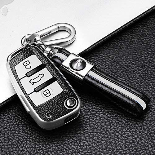 シルバー スマート キーケース キーカバー オシャレ 傷 防止 Audi用 TT A1 A3 Q2 Q3 R8 S3 S6 等に適合する アウディと互換性のある キーホルダー リモコンケース シリコン 柔らかい 手触りいい オシ