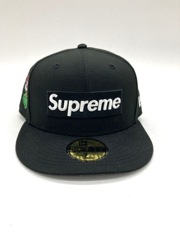 SUPREME NEWERA シュプリーム ニューエラ 帽子 BrushedwoolBOX CAP キャップ メンズ 58.7cm ブラック 小物 B15030◆