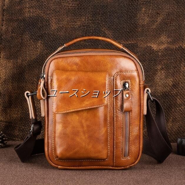 ◆本革◆ ショルダーバッグ ◆メンズ 斜め掛け鞄 メッセンジャーバッグ 牛革 レザー 縦型 iPad収納